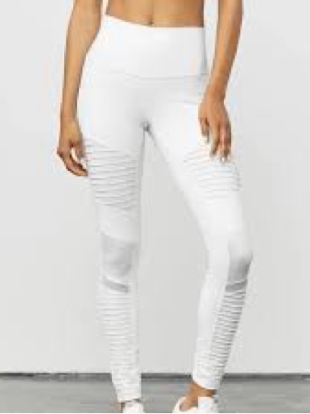 ALO Yoga White Ribbed Moto Leggings 1056